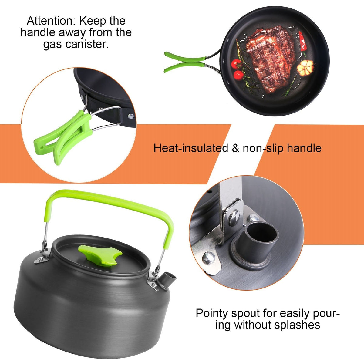 16-Piece Camp Cookware Set with Kettle and Utensils