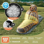 Qunature 650 Fill Down Mummy Sleeping Bag, 23°F