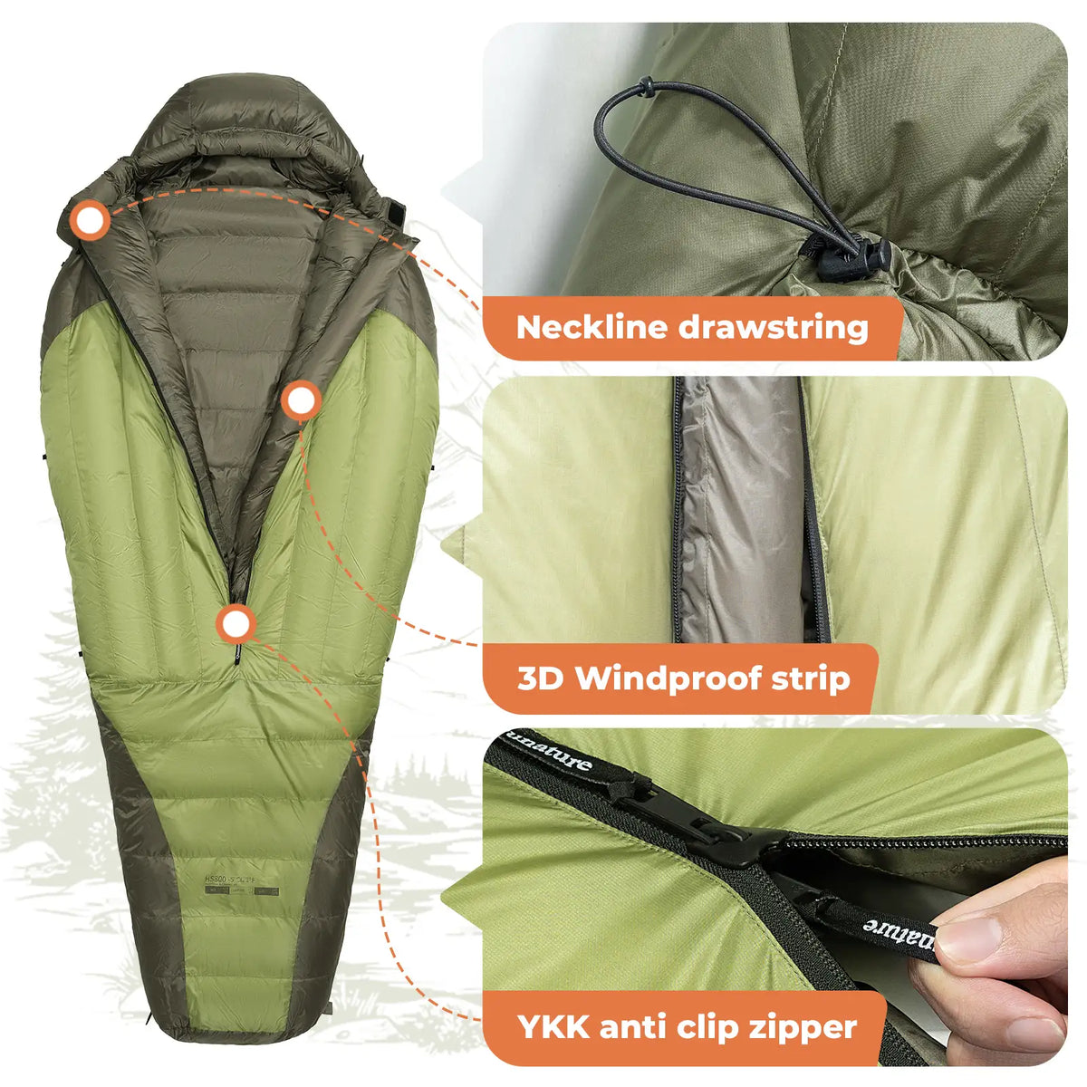 Qunature 650 Fill Down Mummy Sleeping Bag, 23°F