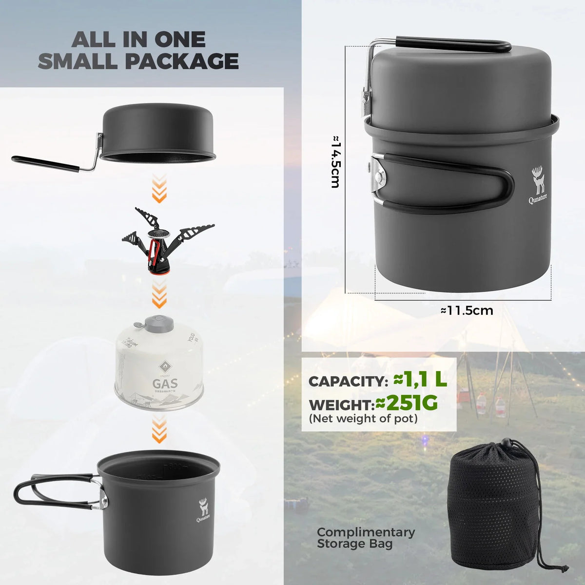 Ultralight Nesting Aluminum Camp Cookware Set