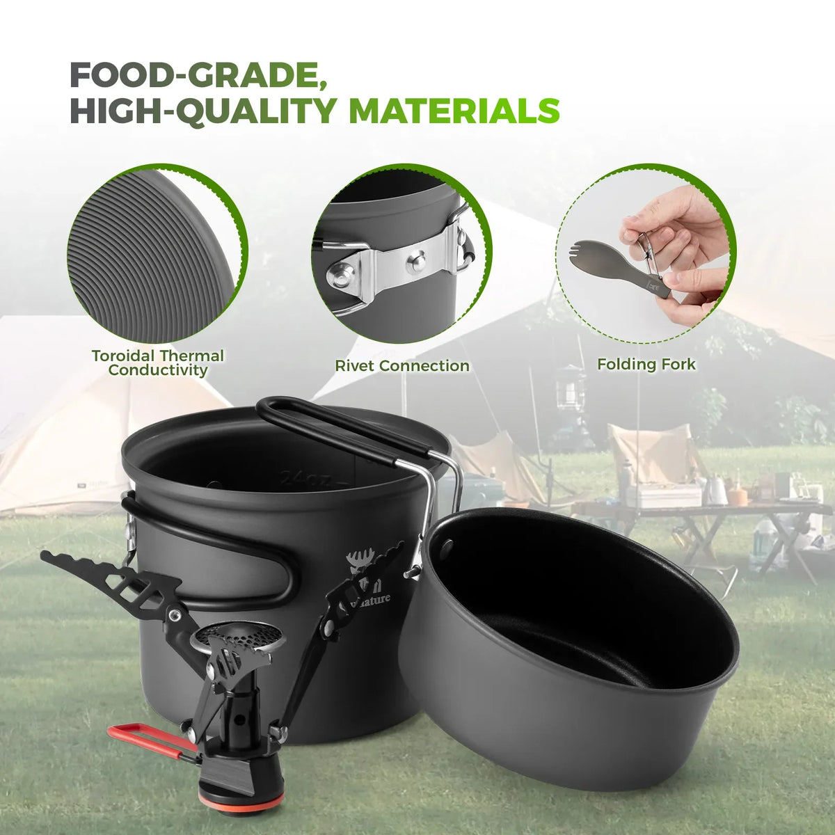 Ultralight Nesting Aluminum Camp Cookware Set